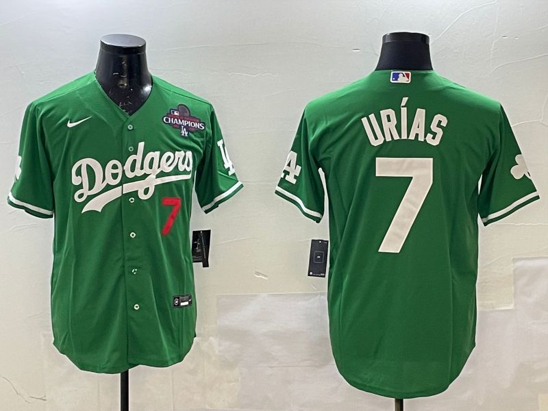 Men Los Angeles Dodgers 7 Urias Green Fashion 2025 Nike MLB Jersey style 2